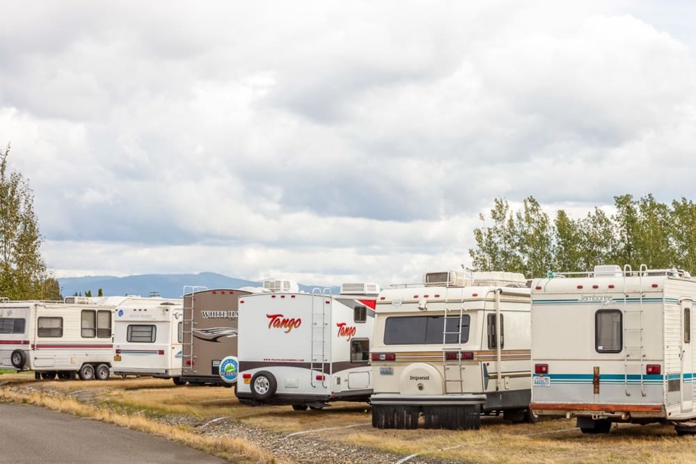 RV parking at Ferndale Self Storage in Ferndale, Washington.