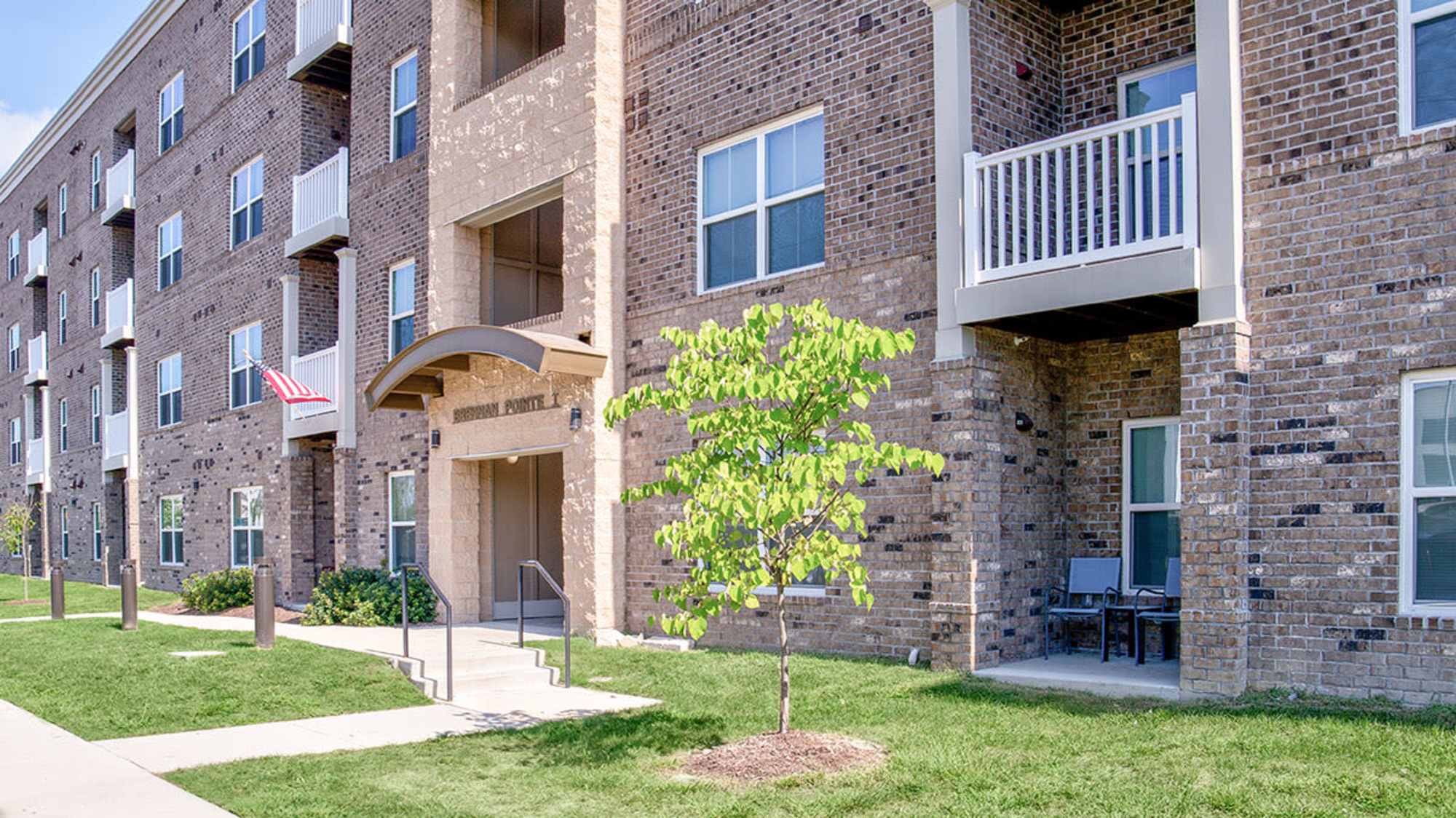 Front view of apartment at Brennan Pointe II in Newport News. VA
