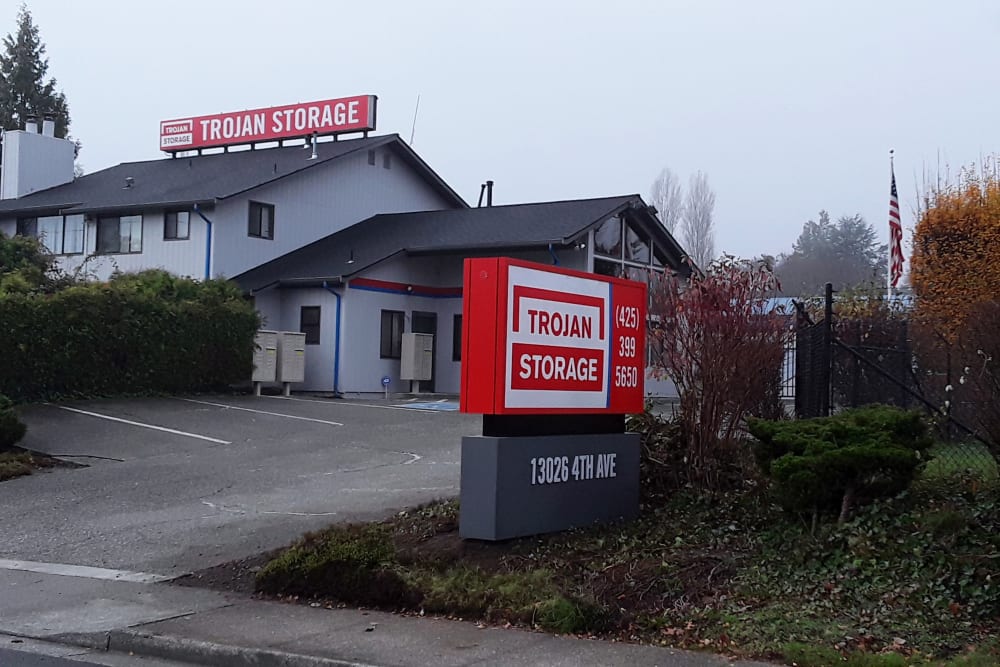Entrance to Trojan Storage of Everett in Everett, Washington