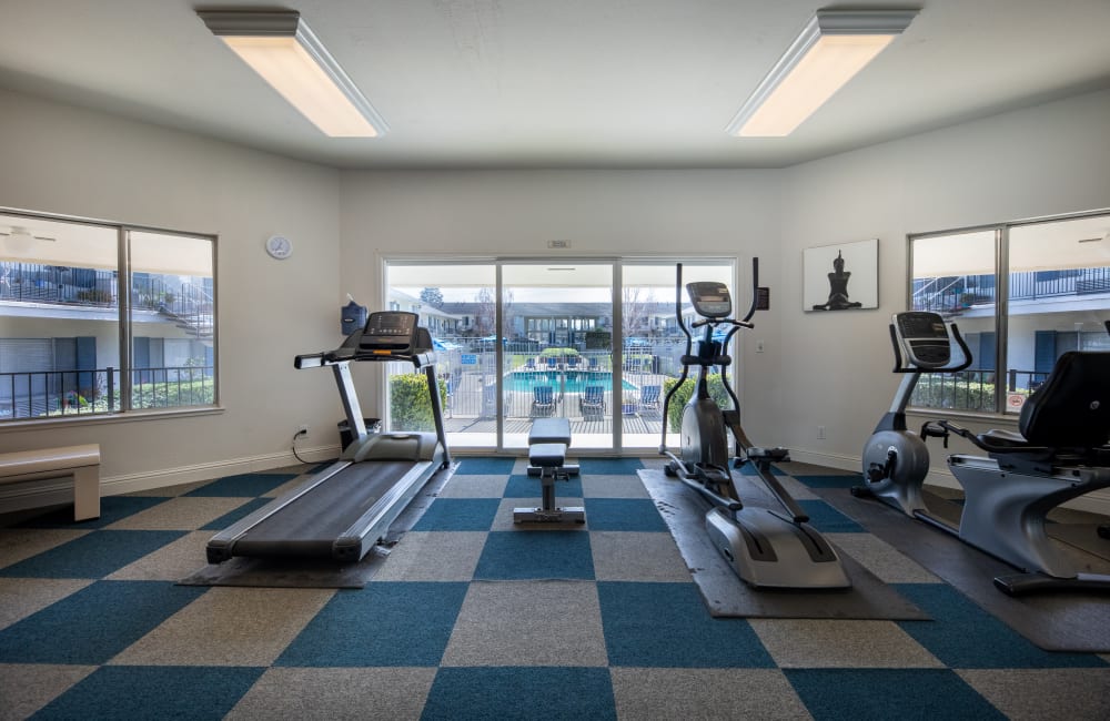 Spacious fitness center at Vista Pointe in Santa Clara, California