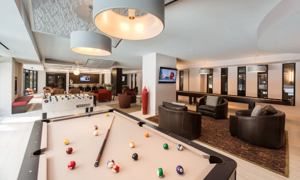 Clubhouse with a pool table at Solaire 10914 Georgia in Silver Spring, Maryland