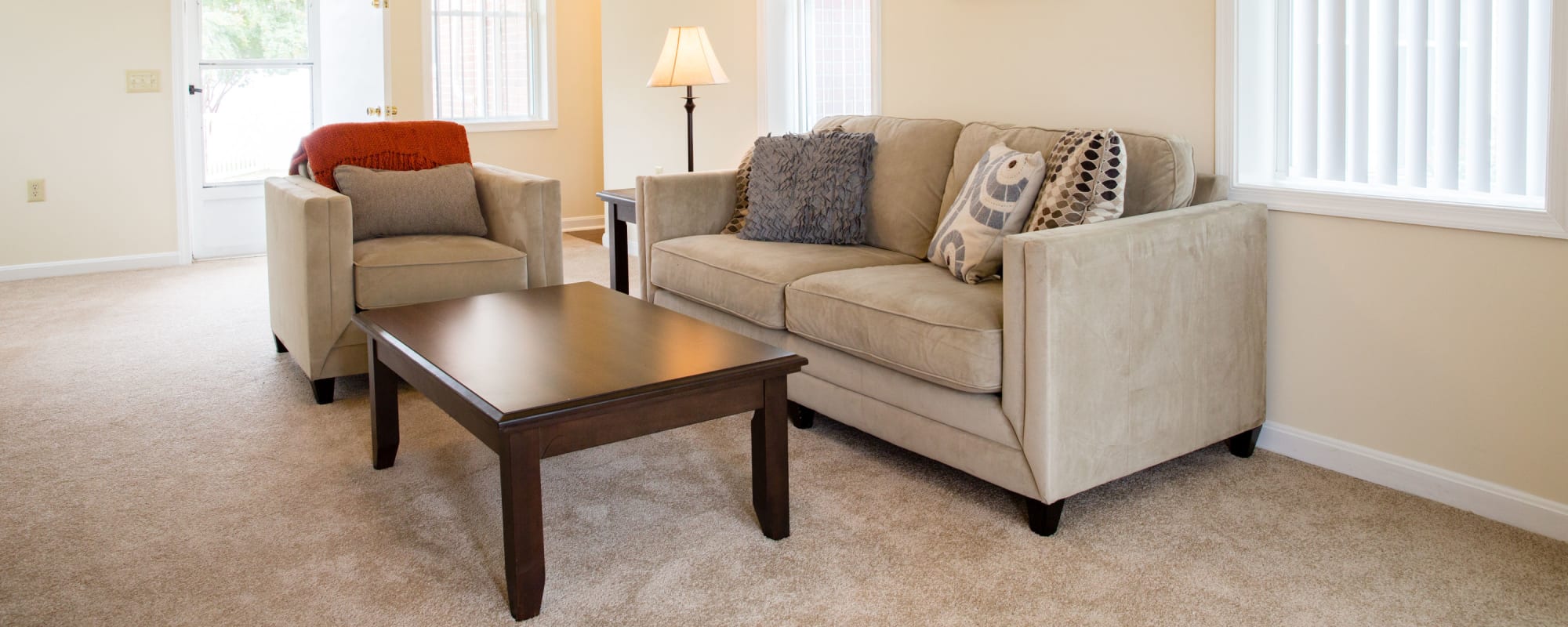 A furnished living room in a home Carpenter Park in Patuxent River, Maryland