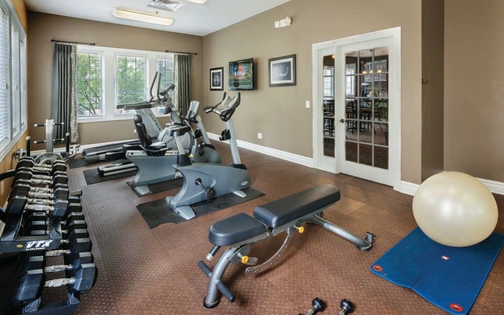 Well-equipped fitness center at The Gates of Deer Grove Apartment Homes in Palatine, Illinois