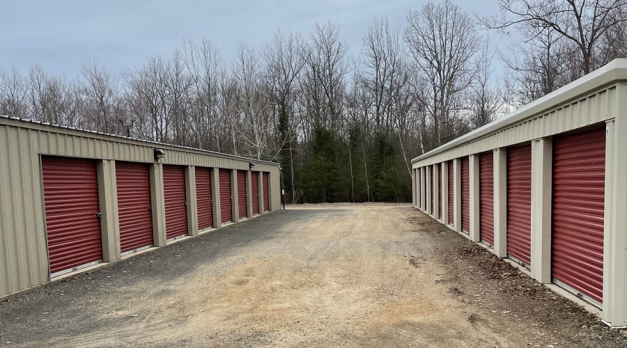 A storage unit filled with boxes at KO Storage in Berwick, Maine