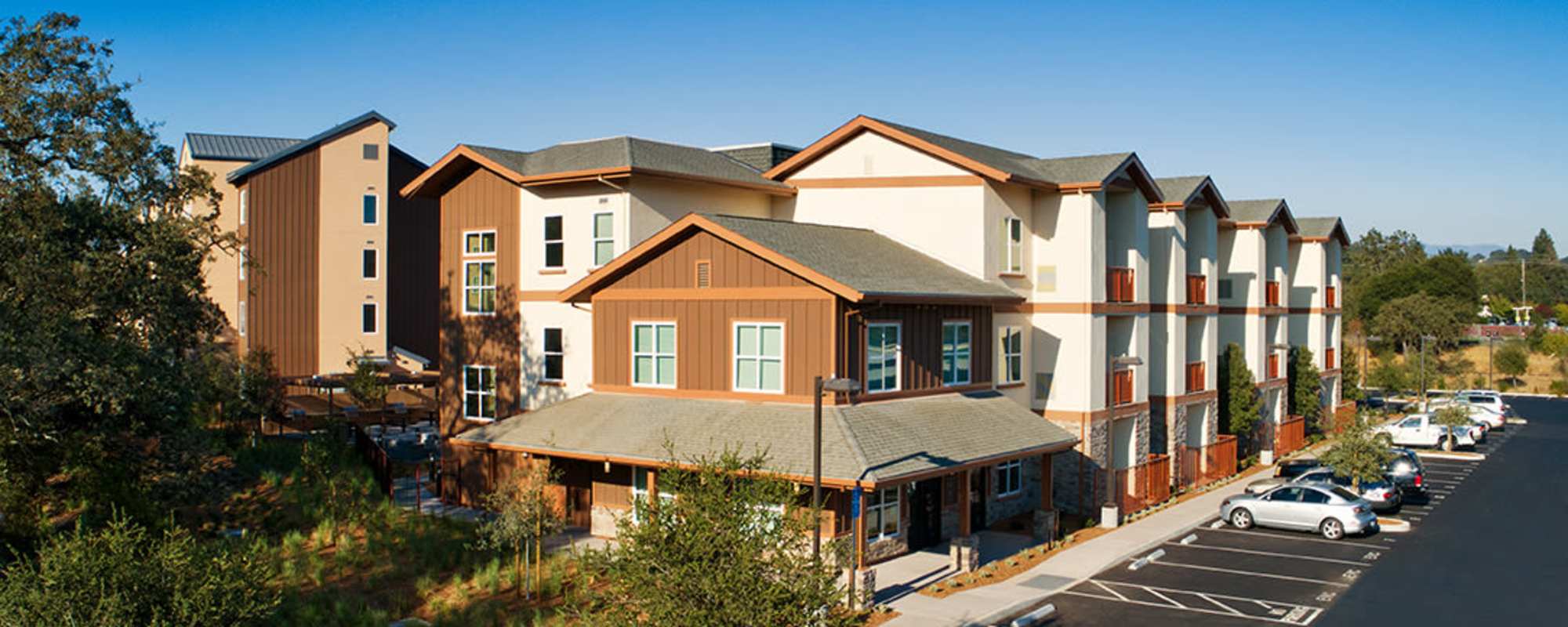 Exterior of the community at Citrine Apartments in Healdsburg, California