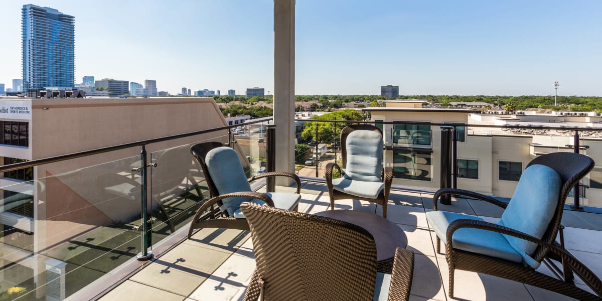 Outdoor lounge at Marq 31 in Houston, Texas