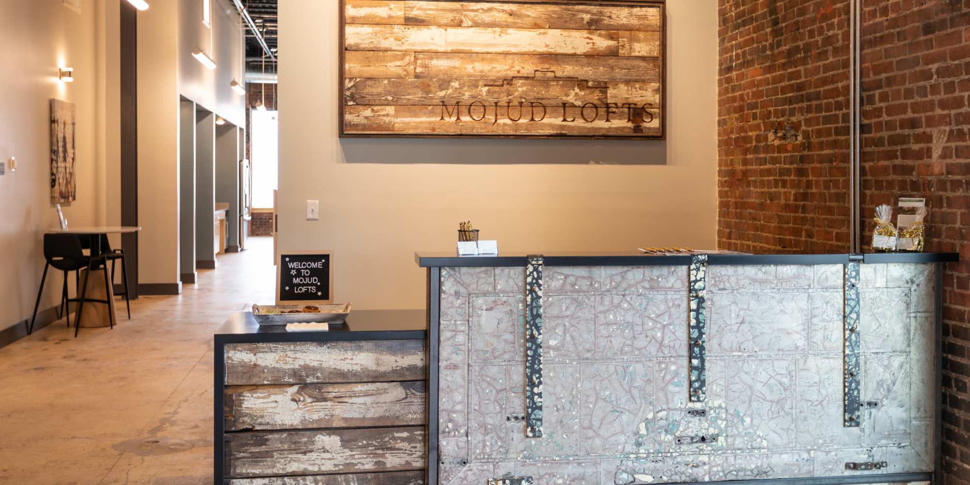 Front lobby at Mojud Lofts in Greensboro, North Carolina