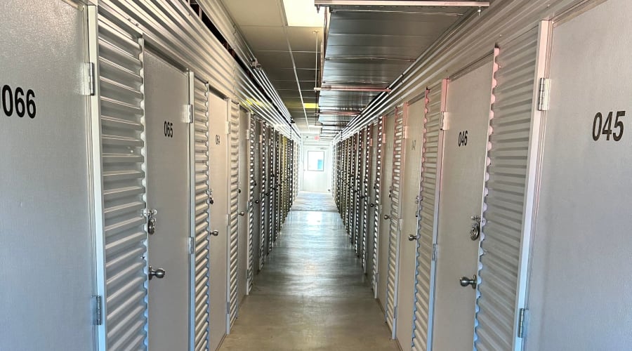 A storage unit filled with boxes at KO Storage in Nixa, Missouri