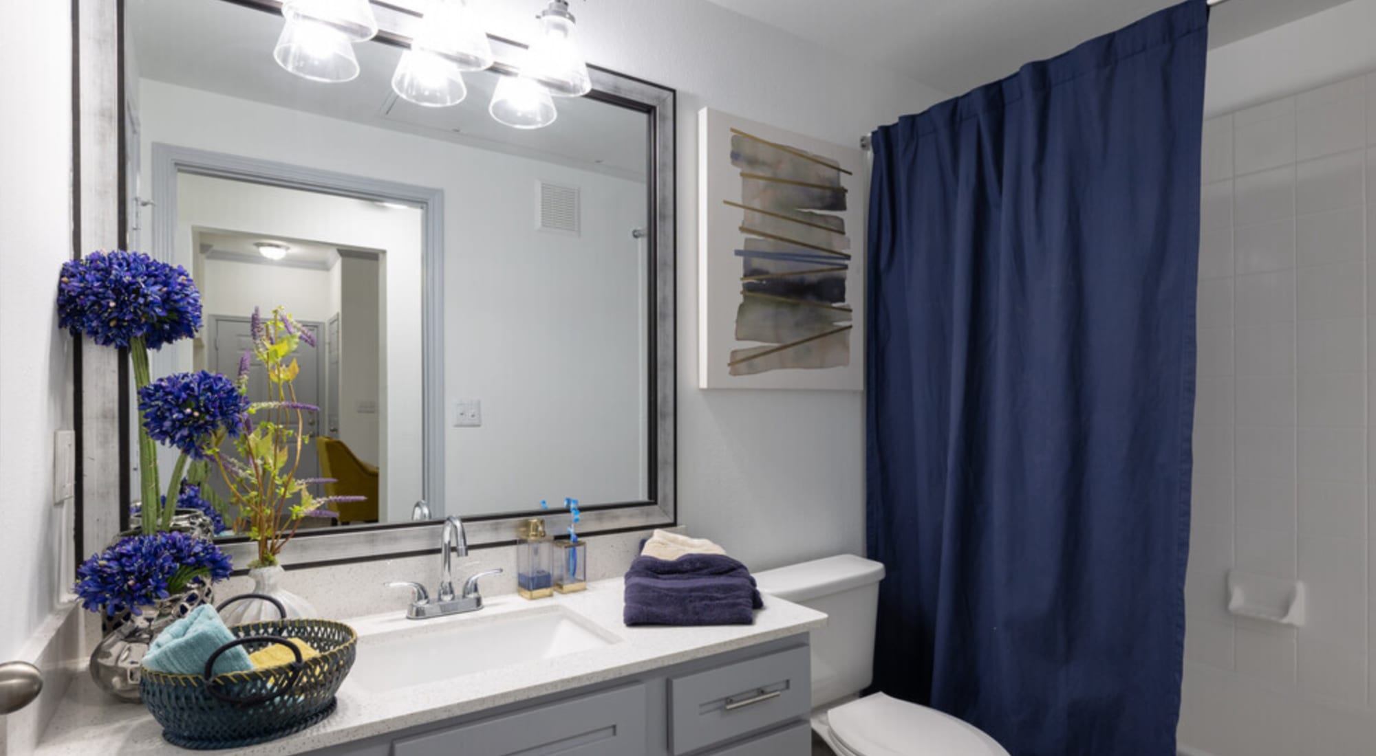 Decorated bathroom at Legacy at Cypress in Cypress, Texas