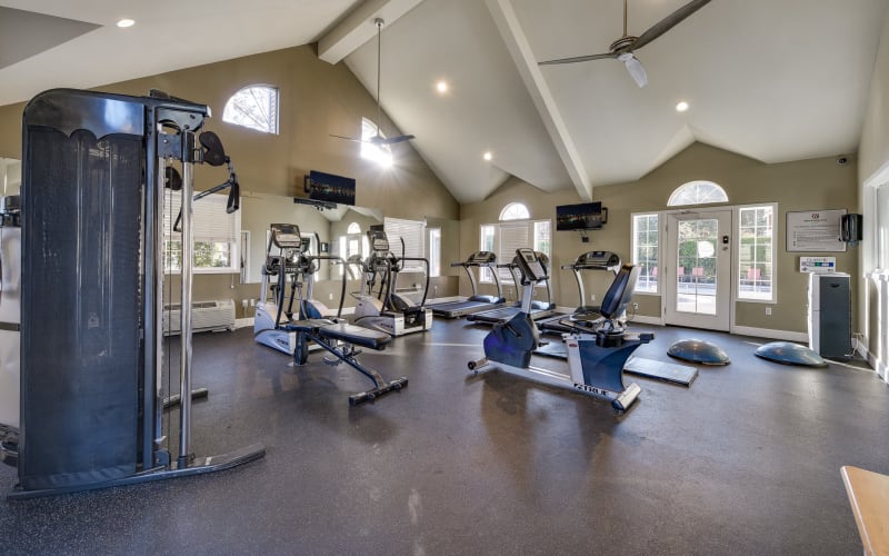 Equipment in the fitness center at Renaissance at 29th Apartments in Vancouver, Washington