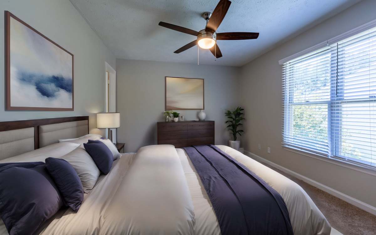 Model bedroom at Cape Fear Townhomes in Fayetteville, North Carolina