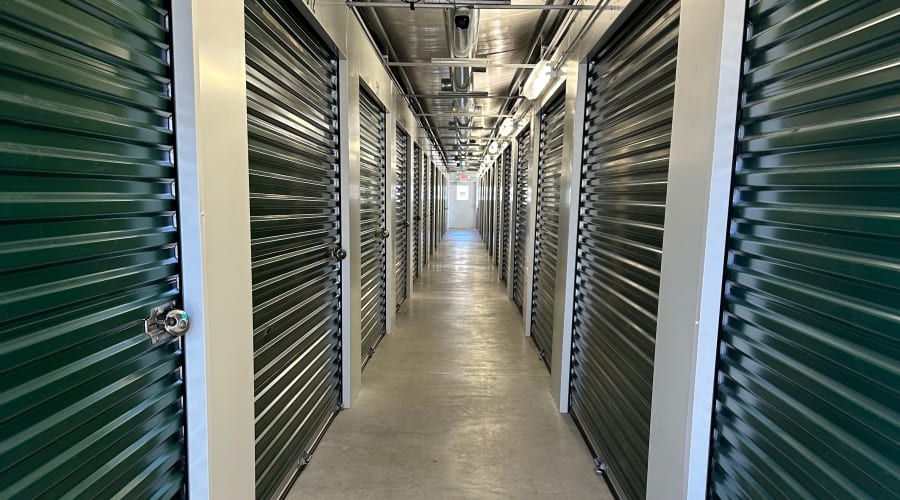 A storage unit filled with boxes at KO Storage in Nixa, Missouri