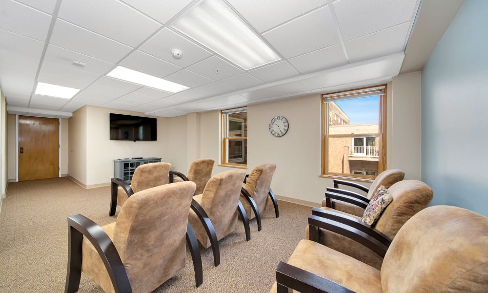 Theatre seating at Bell Tower Residence Assisted Living in Merrill, Wisconsin