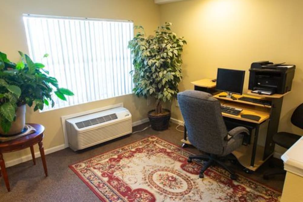 Office desk at Park Row Senior Apartments in Bowling Green, Kentucky