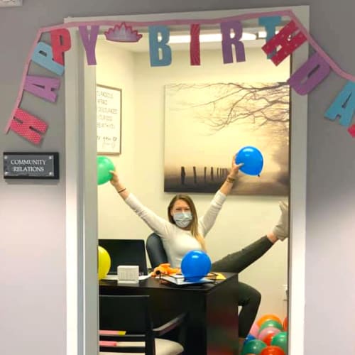 Birthday decorations at Oxford Villa Active Senior Apartments in Wichita, Kansas