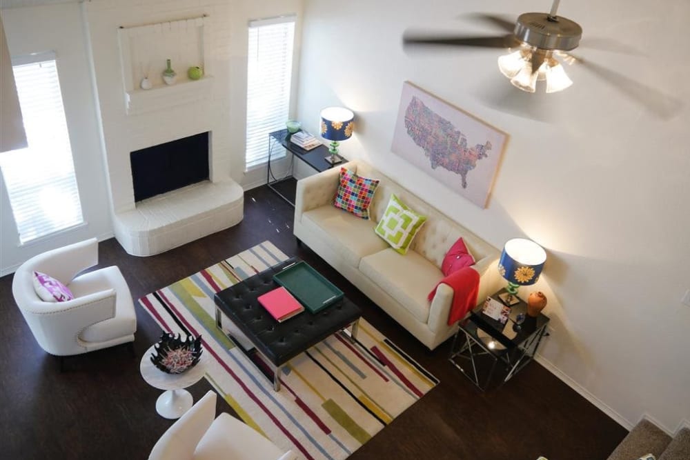 Model living room at The Park at Ashford in Arlington, Texas