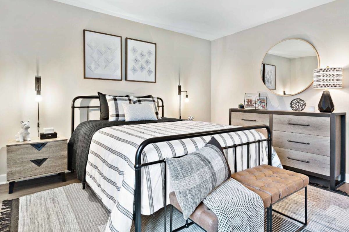 Cozy bedroom at Addison at Princeton Meadows in Plainsboro Township, New Jersey