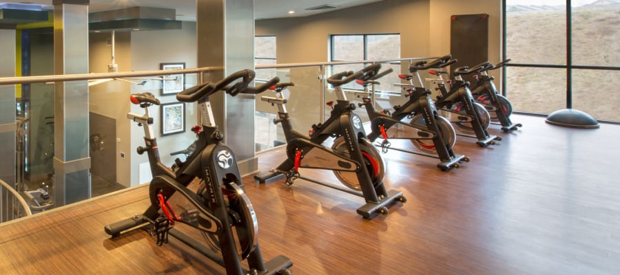 Gym stationary bikes at Reserve at the Ballpark in Atlanta, Georgia