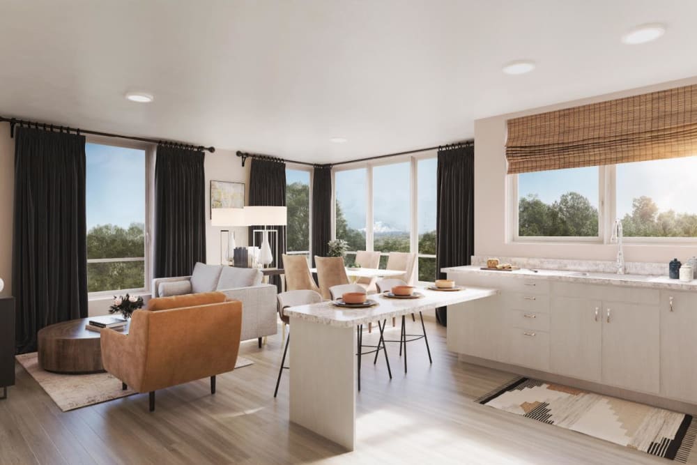 A spacious resident apartment at Holden Southcenter in Tukwila, Washington.