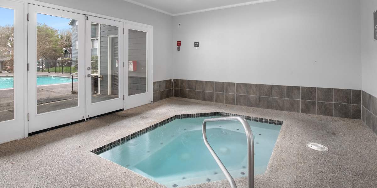 Beautiful resort-style indoor hot tub at Walnut Grove Landing Apartments in Vancouver, Washington