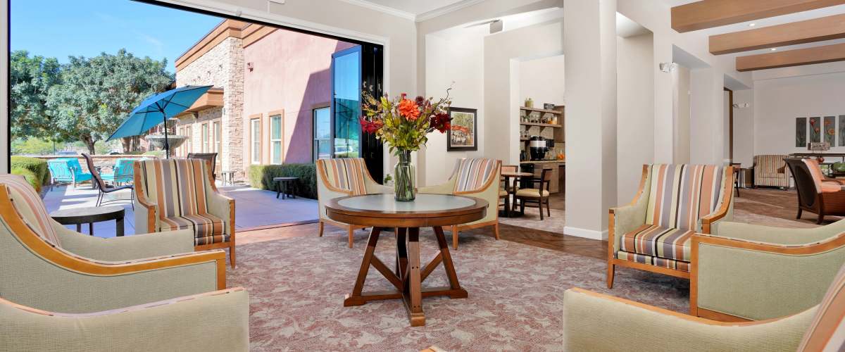 Elegant trelis seating at Sky Vista in Mesa, Arizona 