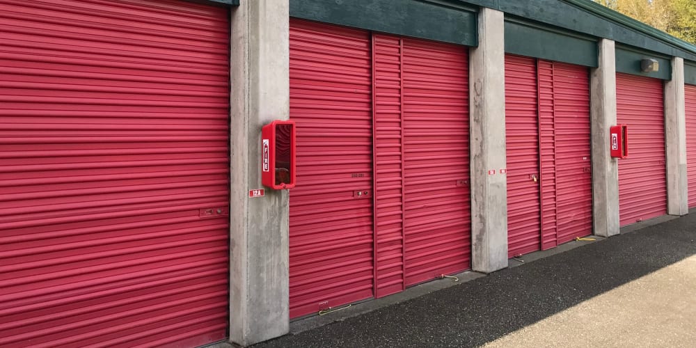 Outdoor-accessed units at Trojan Storage of Puyallup in Puyallup, Washington