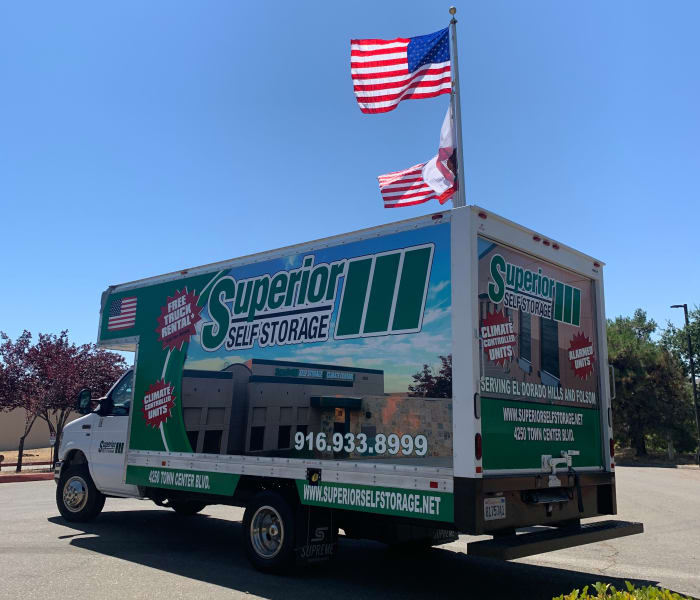 Free moving trucks available at Superior Self Storage in El Dorado Hills, California