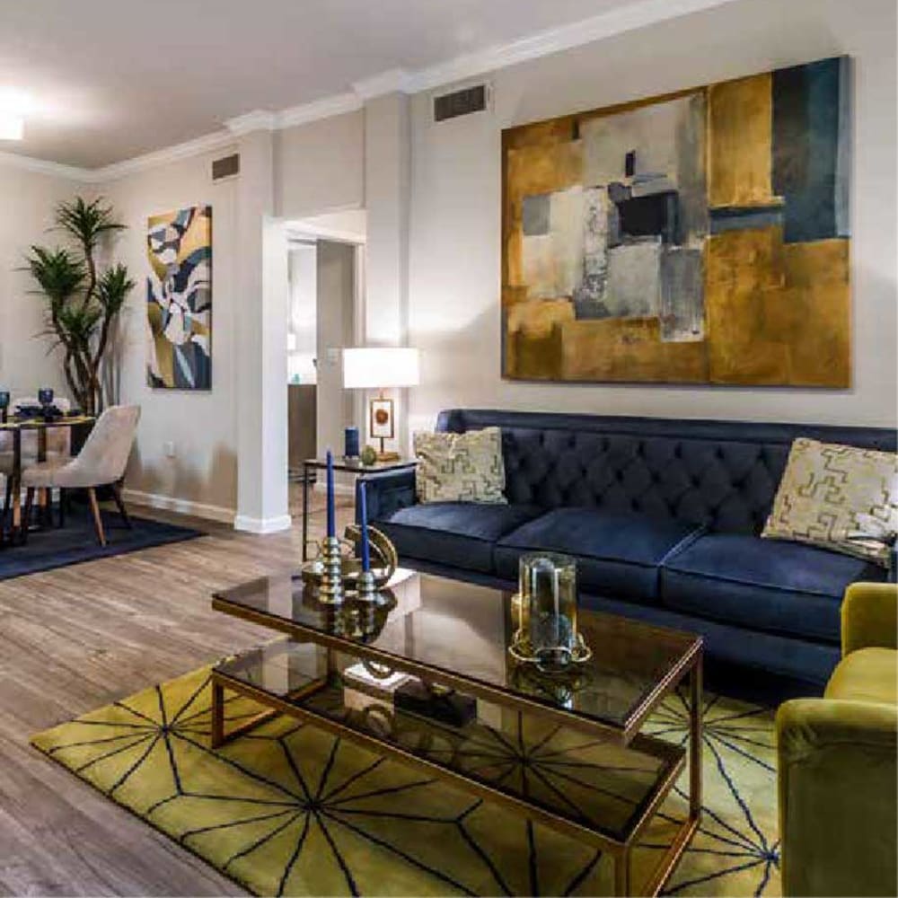 Modern livingroom with artwork at Legacy at Cypress in Cypress, Texas