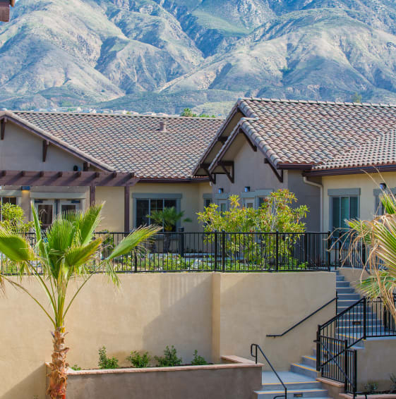 Memory Care Facility Front Entrance at Brightwater Senior Living of Highland in Highland, California