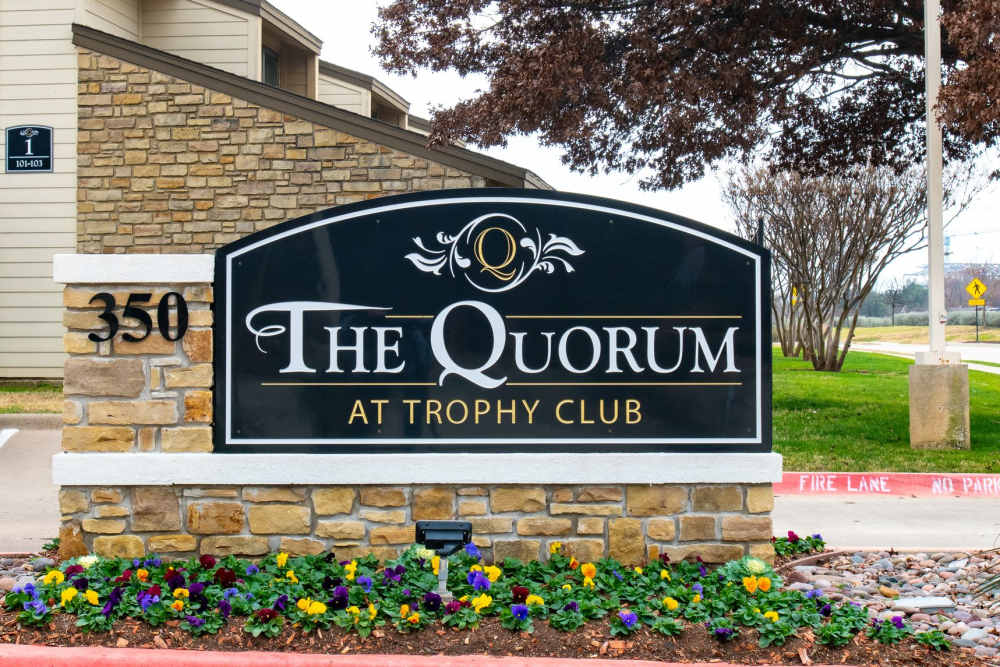 Signboard at The Quorum At Trophy Club in Trophy Club, Texas