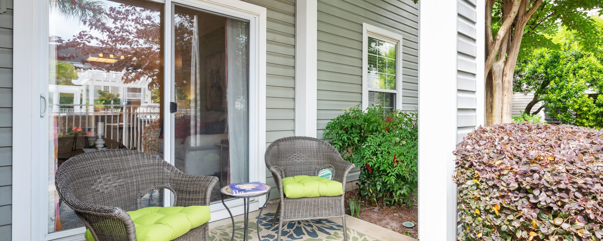 Private patio at Columbus Station Apartments at Town Center, Virginia Beach, Virginia