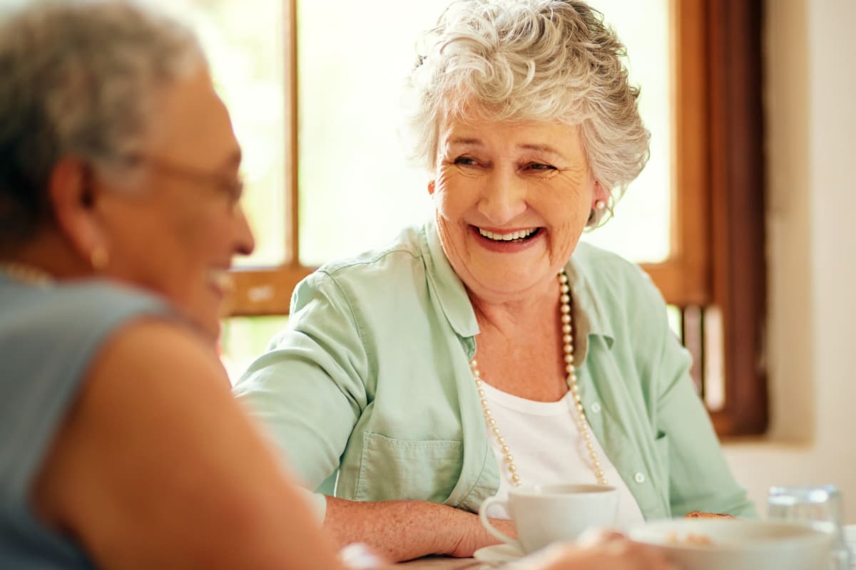 Two residents talking at Creekside Village in Ponca City, Oklahoma