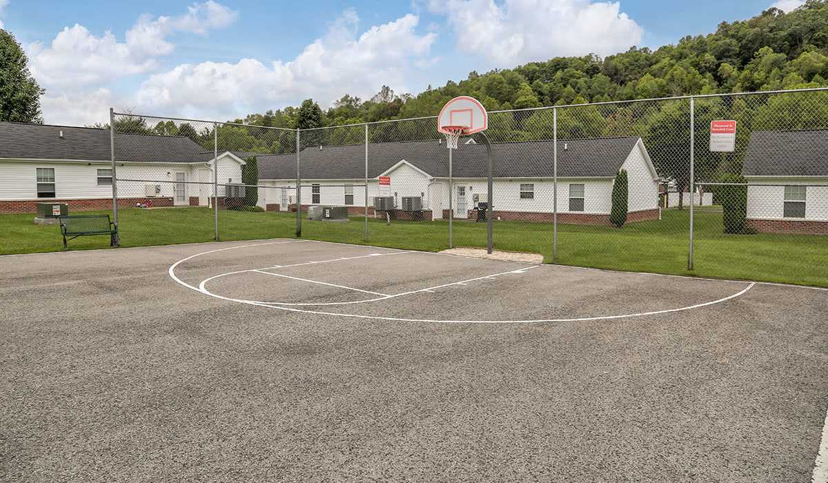 Spacious basketball court at Paint Lick Station in Stambaugh, Kentucky
