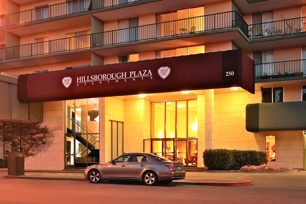 Entrance to Hillsborough Plaza Apartments in San Mateo, California