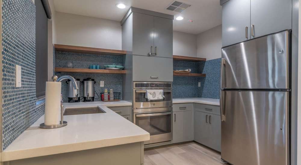 Community kitchen at Neilson Villa in Santa Monica, California