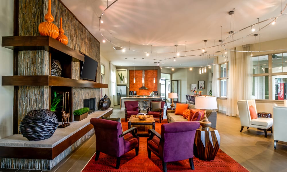 Modern and luxury clubhouse at Firewheel Apartments in San Antonio