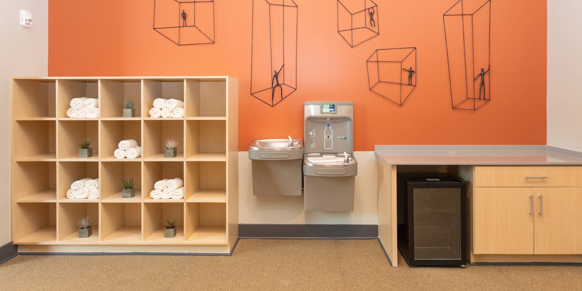 Fitness cubbies at Mojud Lofts in Greensboro, North Carolina