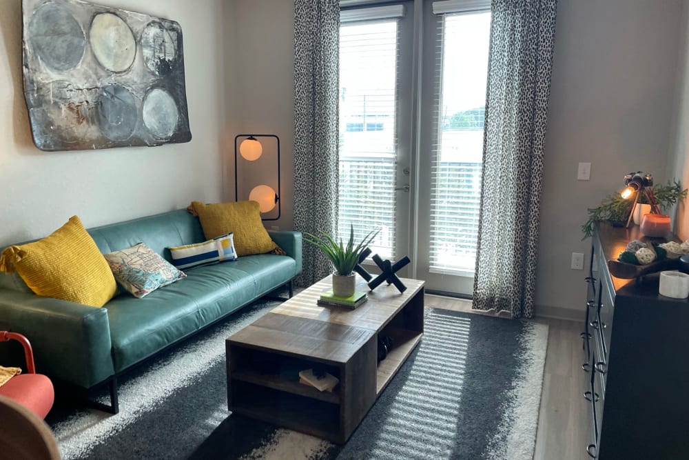 Model apartment bedroom with a view at Elements on Third in St Petersburg, Florida