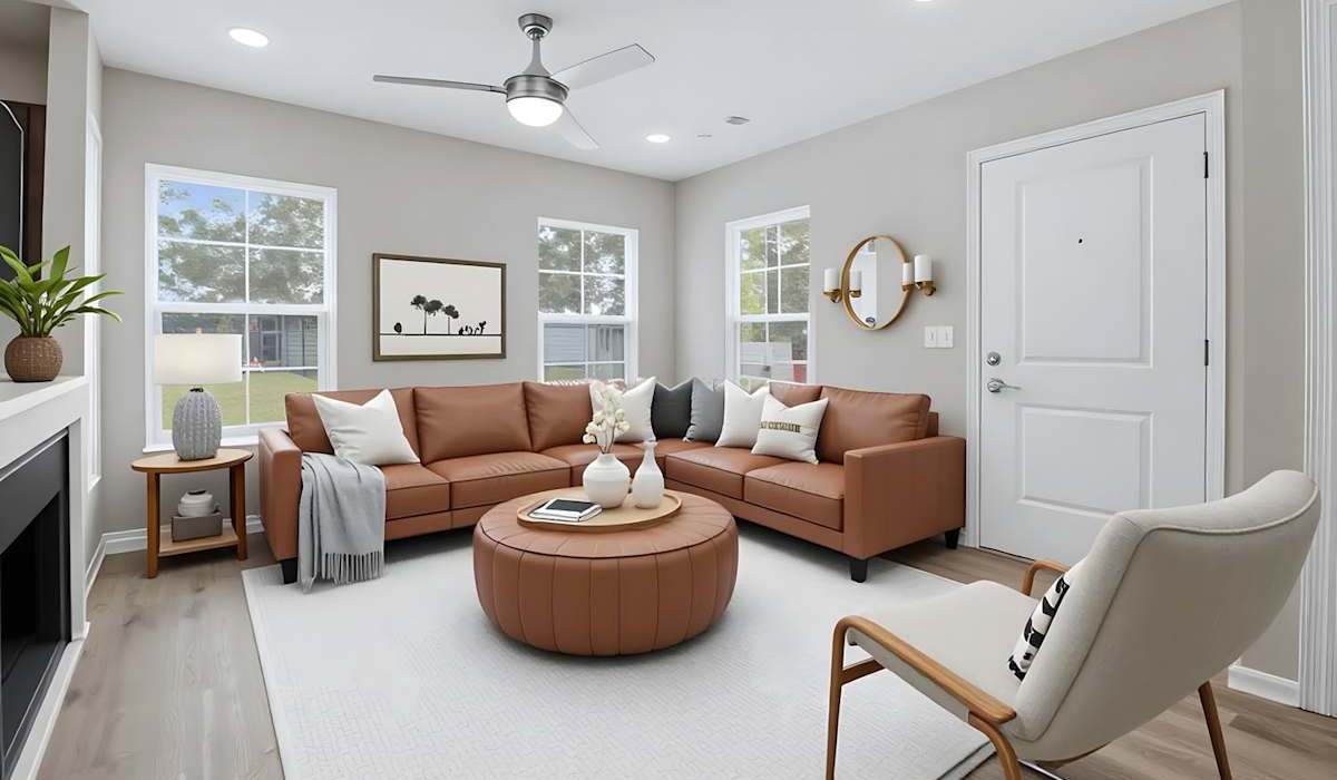 Living room at Prior Farms in Madison, Georgia