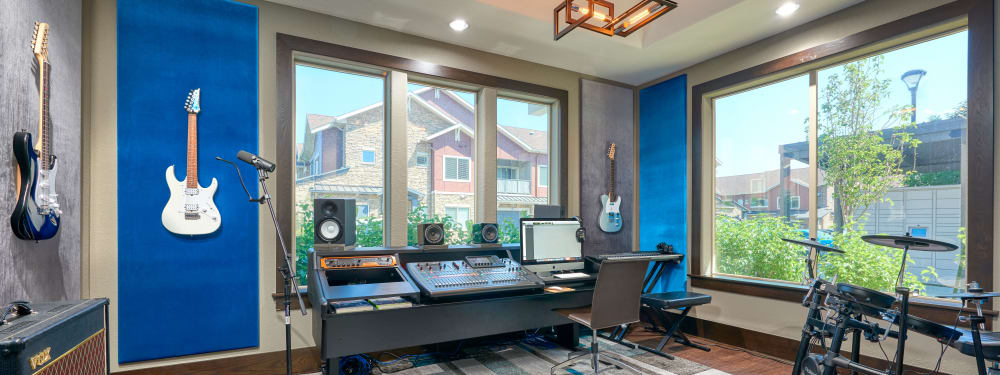 The state-of-the-art recording studio at M2 Apartments in Denver, Colorado