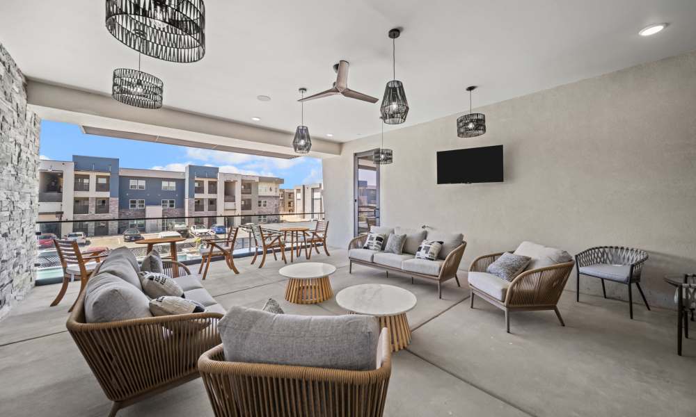 Clubhouse with couch and tv at Retreat at Eastlake in El Paso, Texas