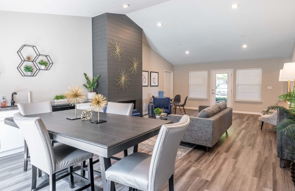 Fully equipped kitchen with a breakfast bar at Kannan Station Apartment Homes in Kannapolis, North Carolina