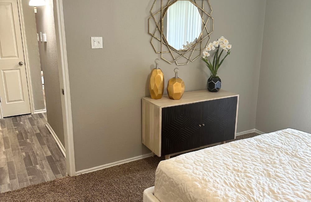 A view of the dressing table in a bedroom at Walnut Ridge in Arlington, Texas