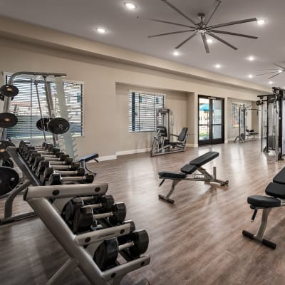 Huge fitness center ready for you to workout in anytime at Las Casas at Windrose in Litchfield Park, Arizona