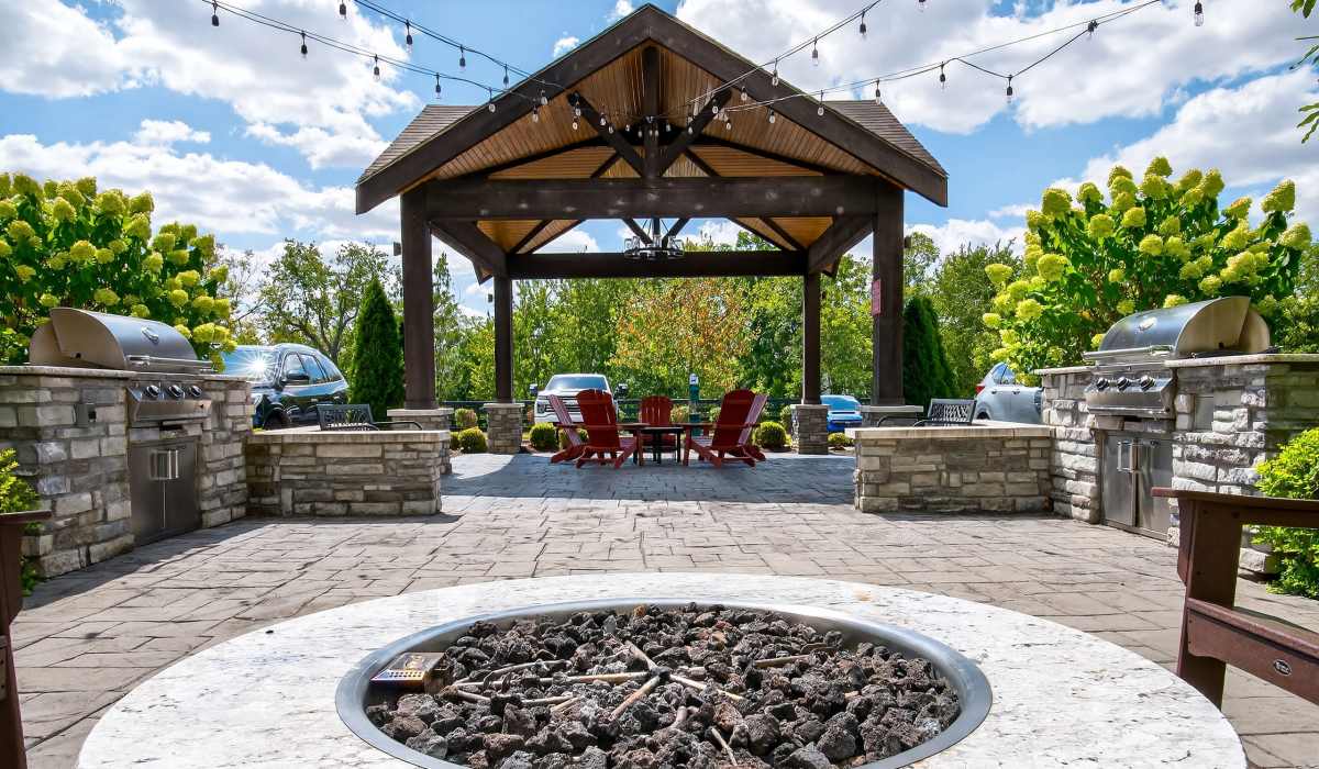 Picnic area featuring firepit at Palomar Stables in Lexington,Kentucky