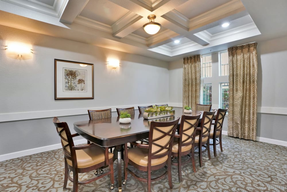Ornate dining room at Almond Heights in Orangevale, California