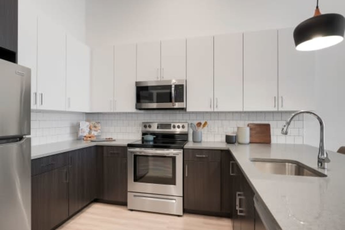 Apartment kitchen at The Parallel in Wheat Ridge, Colorado