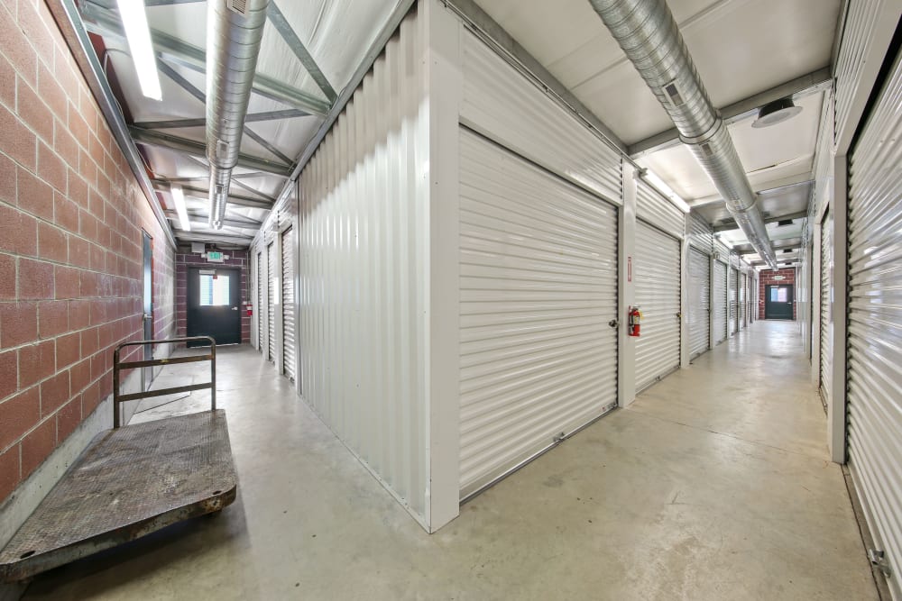 Moving carts near indoor units at Storage Star Fairfield in Fairfield, California