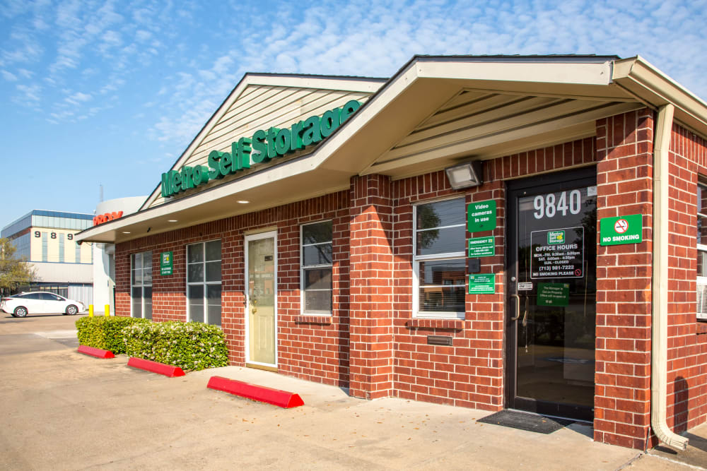 Leasing office entrance at Metro Self Storage in Houston, Texas