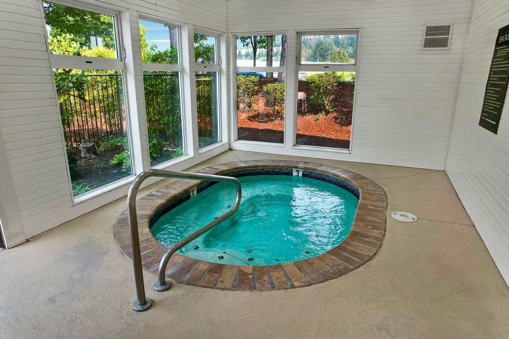 Indoor spa at Newport Crossing Apartments in Newcastle, Washington